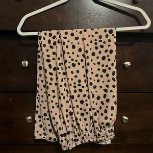 SHEIN Black and Dusty Pink Polka Dot Midi Skirt